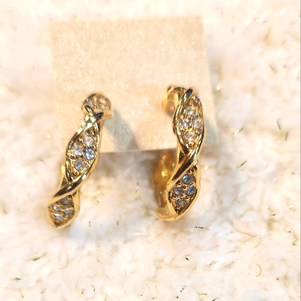 Gold tone earrings with Rhinestones
